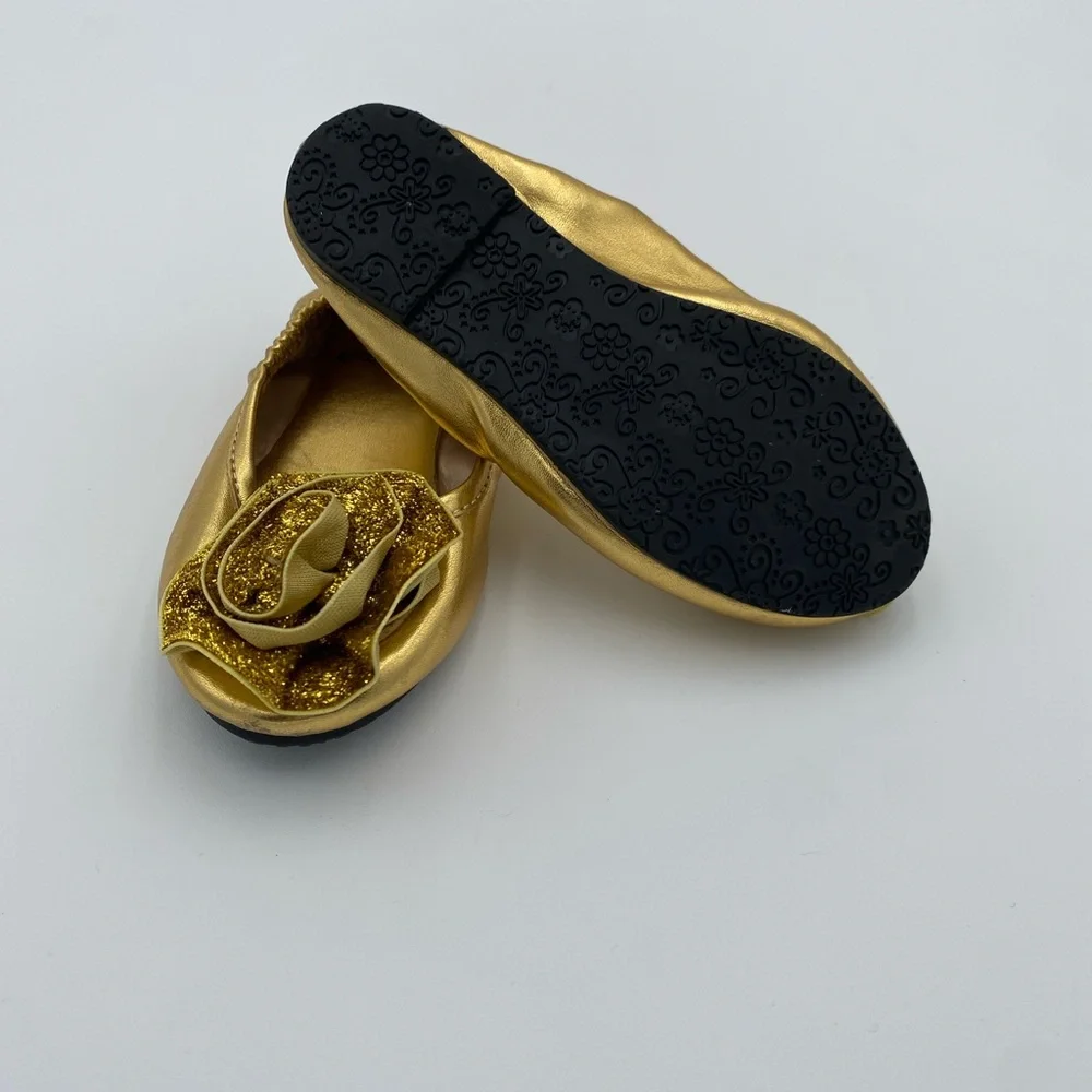 Gold Little Adventures Flower Dress Up flats